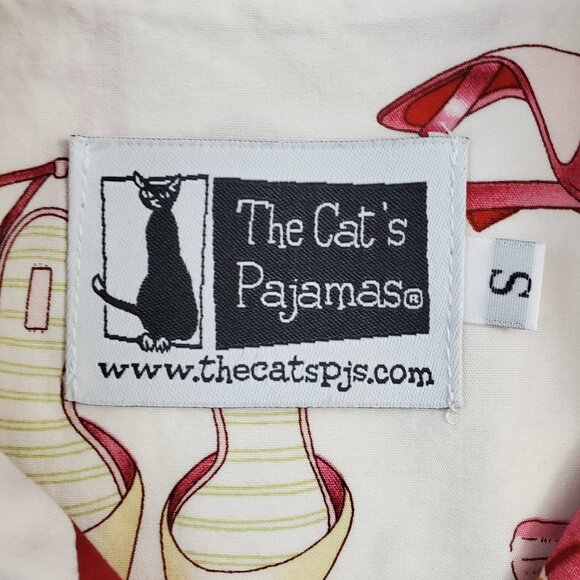 The Cat's Pajamas Novelty Print Top Shoes & Handbags Motif 100% Cotton Size S - Picture 6 of 12